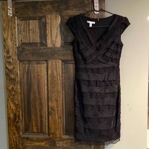 Black cap sleeve cocktail dress